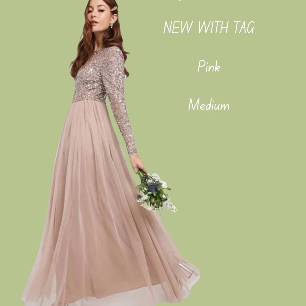 ASOS bridesmaid dress mauve sequin top NWT